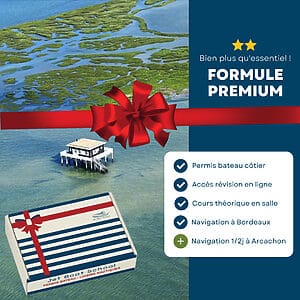 !!! 50€ Offert !!! Coffret Cadeau - Permis Bateau Côtier - Formule Premium